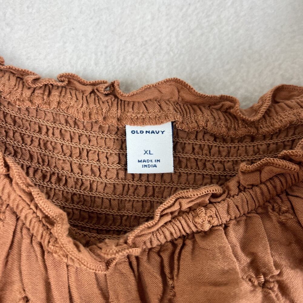 Old Navy Sleeveless Midi Dress XL Easter Smock Orange Smocked Tiered Ruffle - Picture 6 of 11